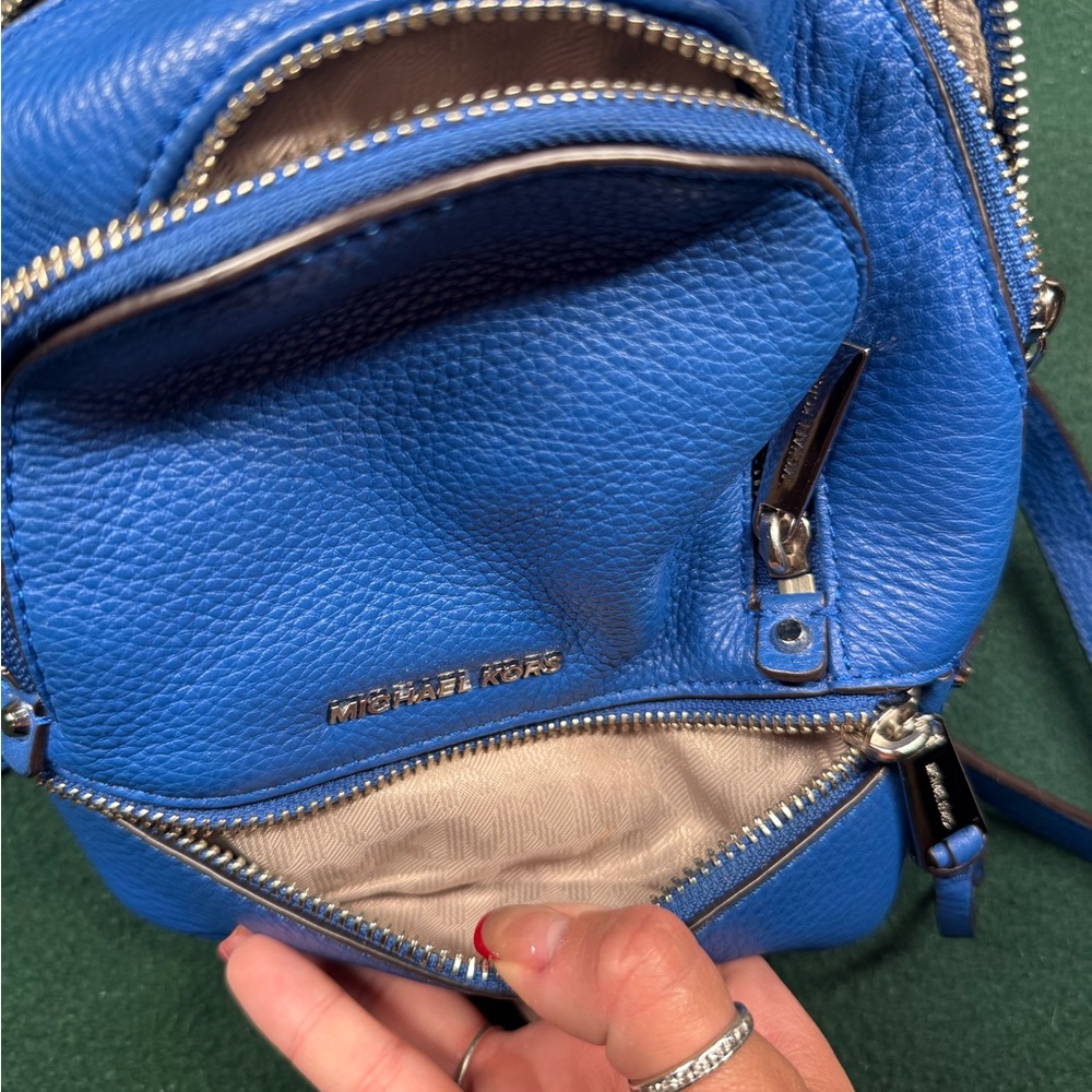 Michael Kors Royal Blue Pebbled Leather Mini Backpack - Picture 4 of 6